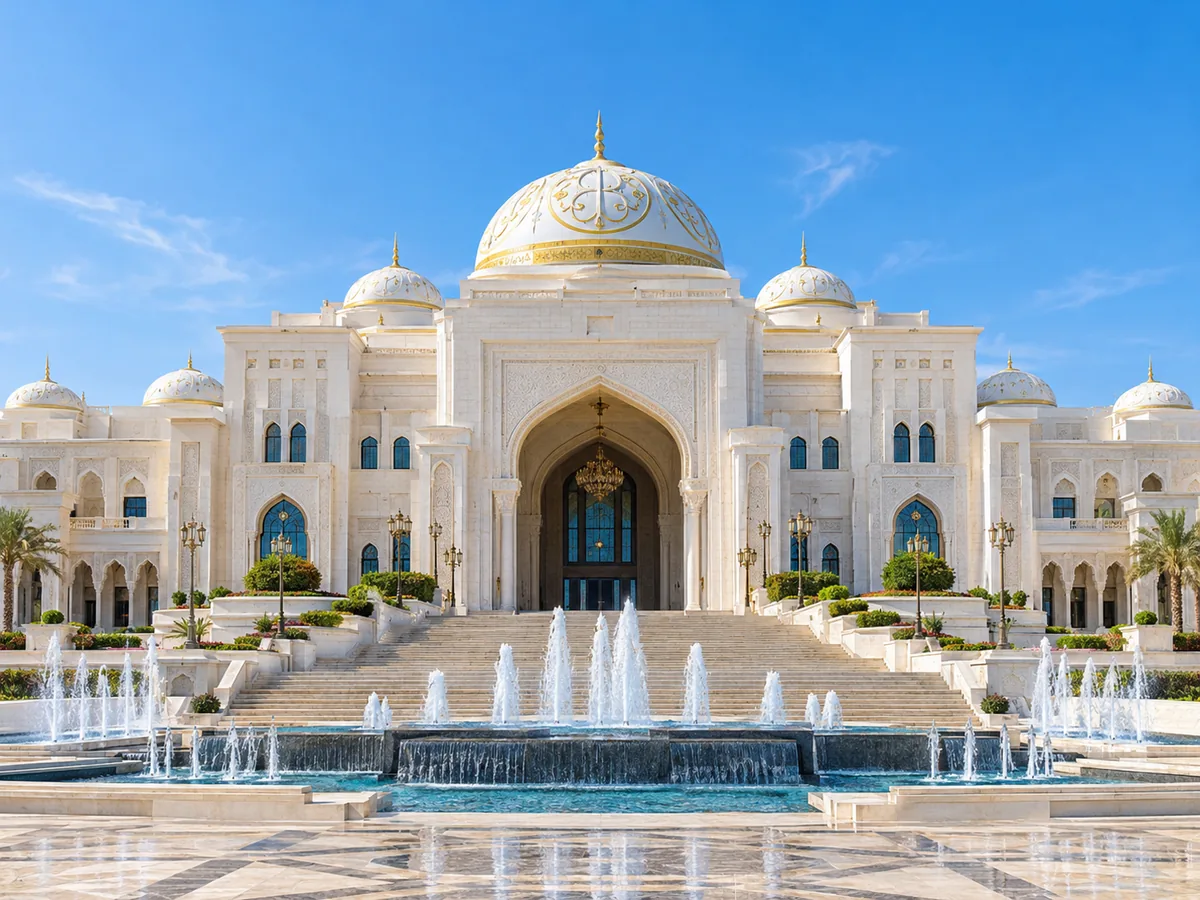 Die Kuppelfassade des Präsidentenpalasts Qasr Al Watan in Abu Dhabi